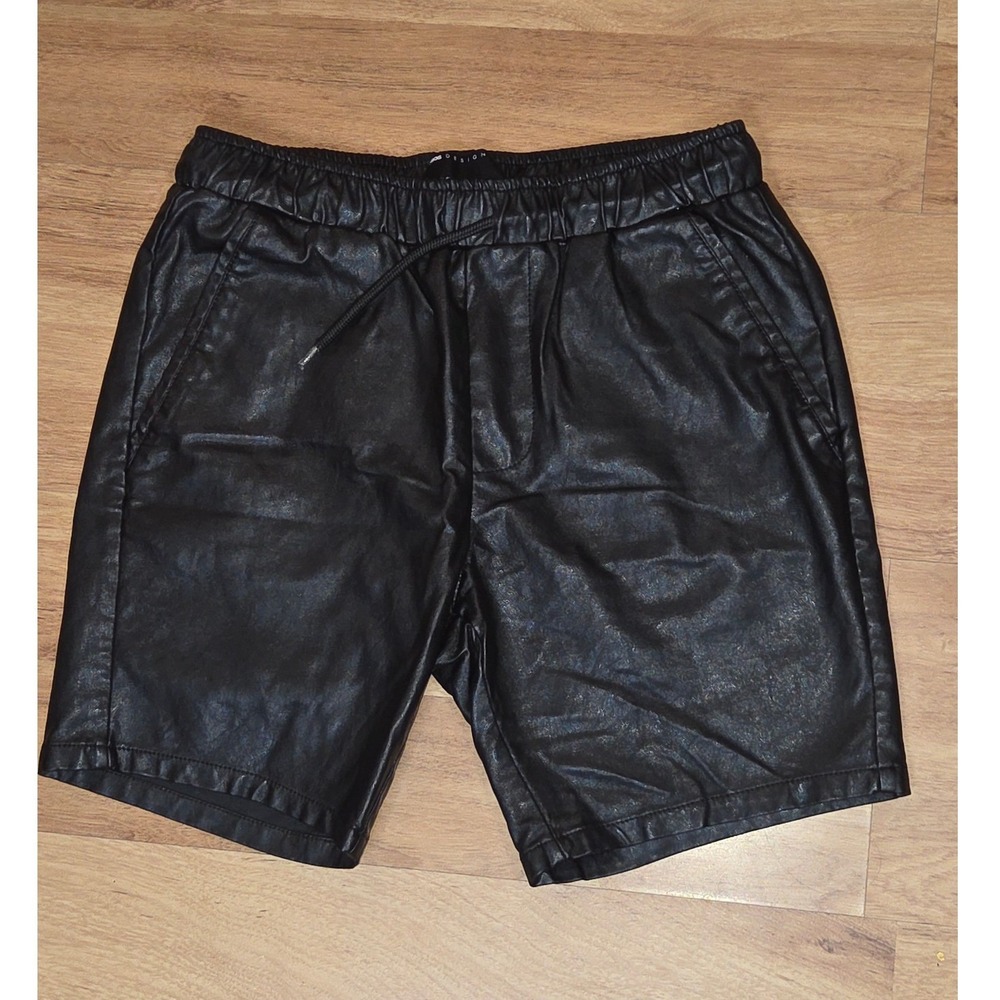 ASOS DESIGN Womens Faux Leather Drawstring Shorts Black XS Streetwear Edgy